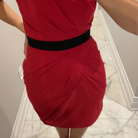 Cynthia Steffe over the knee red draped dress - Picture 3 of 10